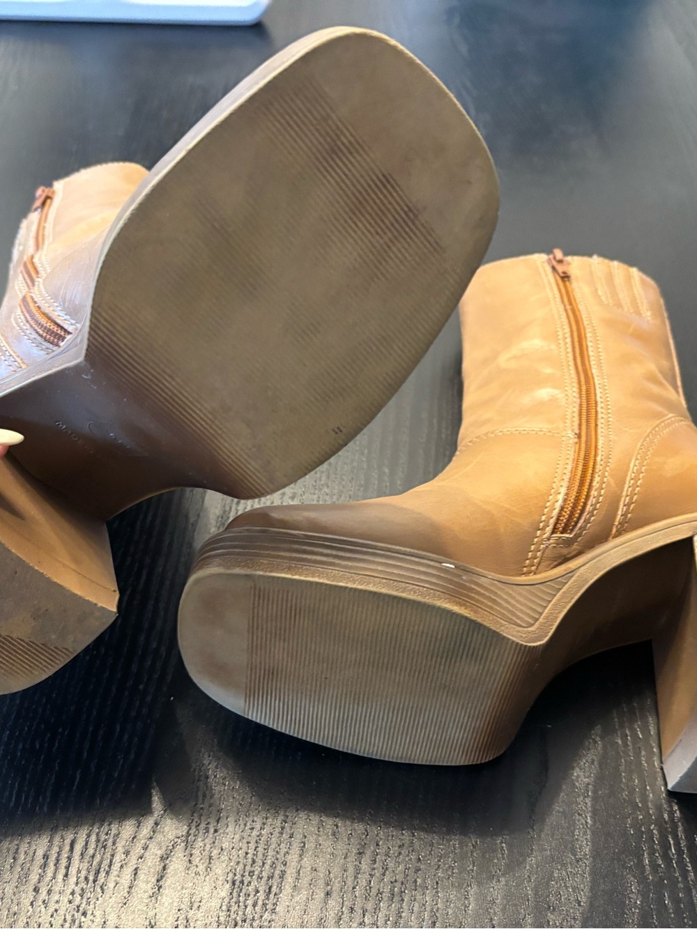 Women's Platform Mid-Calf Leather Boot in Tan - Steve Madden Fantasy Bootie - Picture 6 of 6